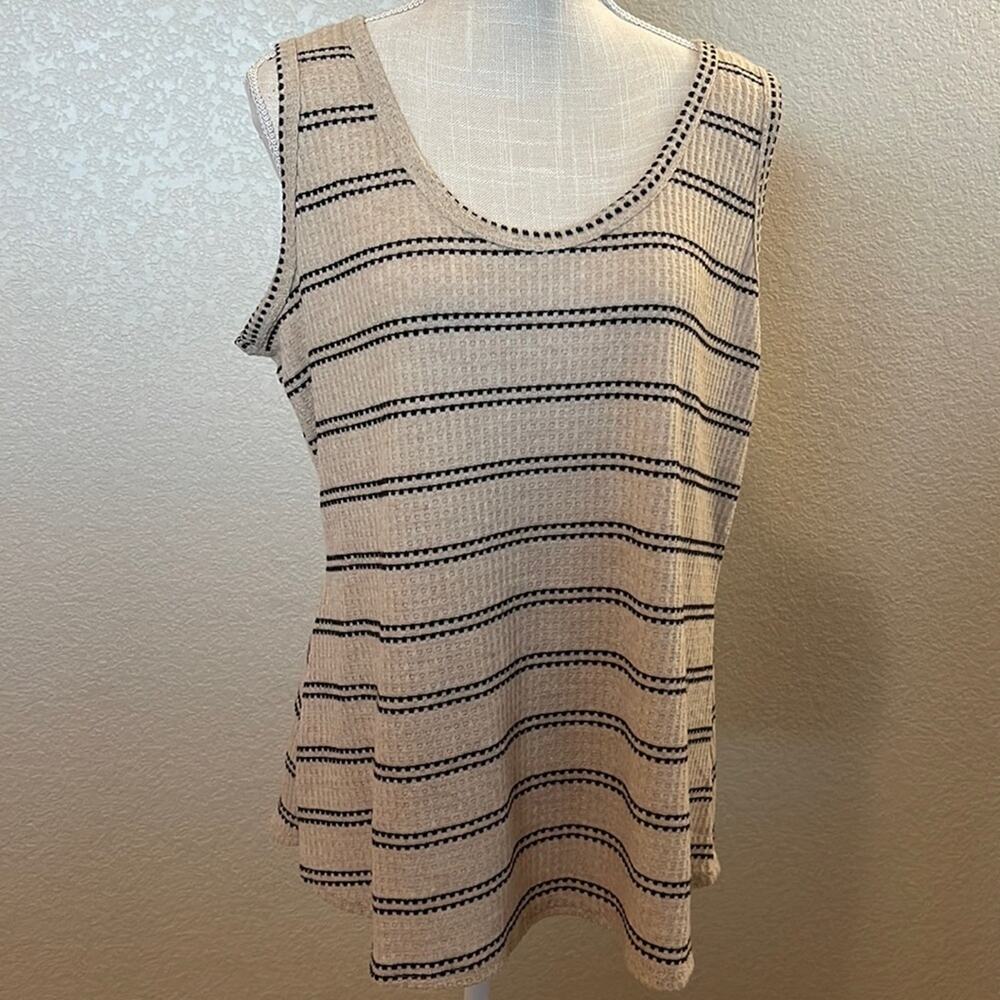 Women’s Jesse & J Cream/Ivory Tank Top with Black Dots Size 2X